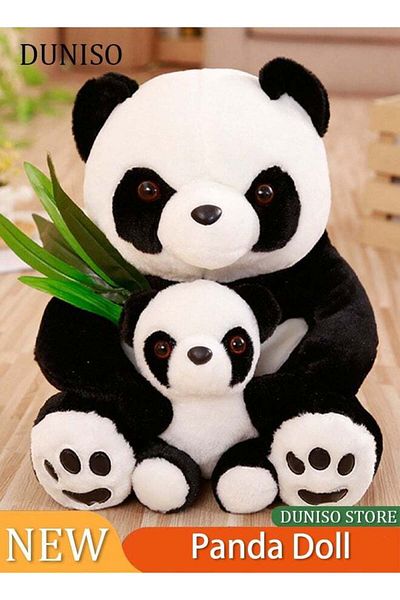 Generic Plush Panda Stuffed Animals with Panda Baby Soft Toy, Native Mom & Baby Plush Bamboo Panda