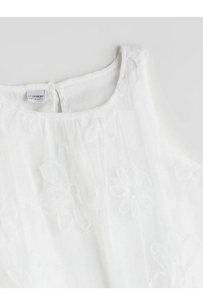LC Waikiki Rochie Ecru pentru fetiță cu decolteu floral