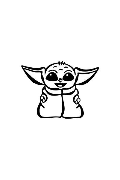 Reysa Tasarım ملصق سيارة بيبي يودا مقاس 17x17 سم باللون الأسود