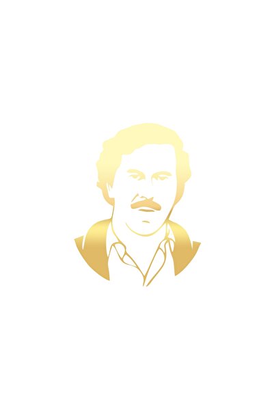 Reysa Tasarım ملصق سيارة بابلو إسكوبار سيلويت مقاس 17 × 17 سم ذهبي