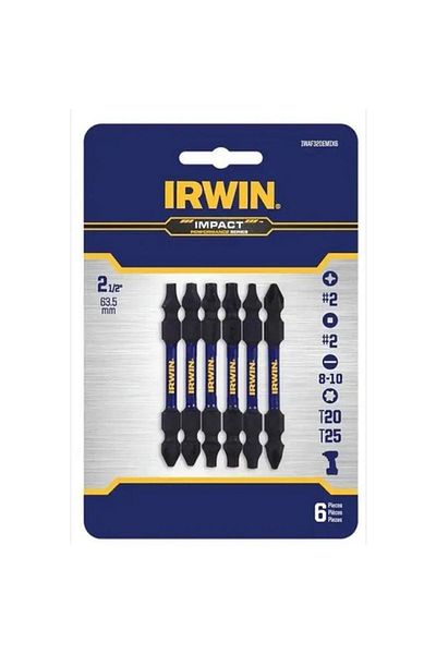 Generic مجموعة بتات ذات طرفين من سلسلة Impact Performance من IRWIN مكونة من 6 قطع باللونين الأسود والأزرق IWAF32DEMIX6