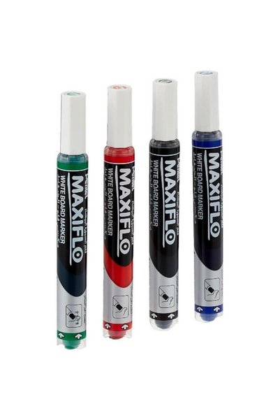Generic Pentel 4-Piece Maxiflo Slim Chisel Tip Whiteboard Marker Set Multicolor PE-MWL6S-04C