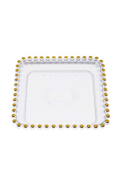 PUFO Tavă decorativă elegantă Pufo Gentle Gold pentru servirea aperitivelor, prăjiturilor, fructelor, 15 cm