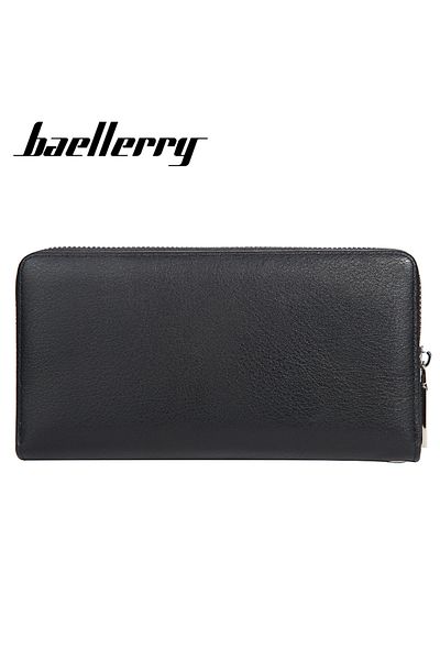 Generic Men's Classic Style Long Leather Wallet with Two Zip Closure - Black