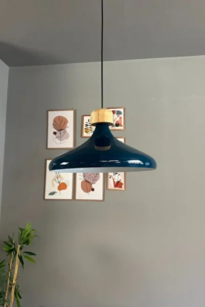 Bamyum Midnight Blue Single Chandelier Wide Wooden Headboard Pendant Lamp Living Room Kitchen Pastry Shop Lamp Lighting Chandeliers