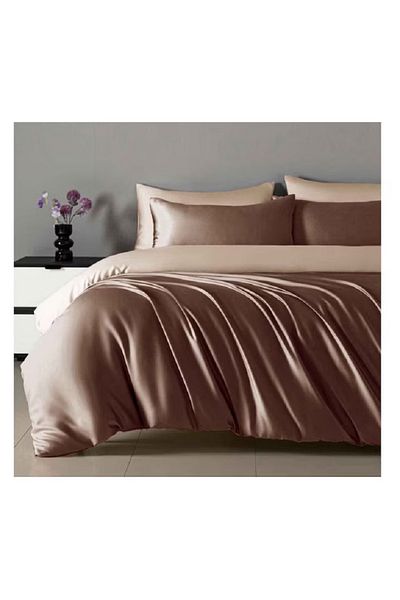 Primavara Double bed linen, 4 pieces, Finet Satinat, Fitted sheet 180x200cm, Brown
