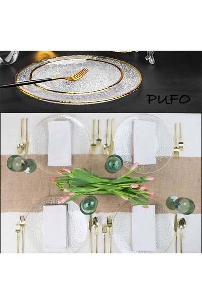 PUFO Luxury large elegant decorative tray for serving appetizers, cakes, fruits, 35 cm