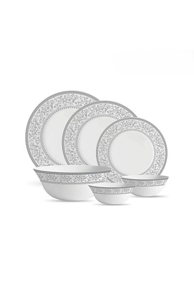 La Opala 26 Pcs Dinner Sets Plates Microwave Safe & Dishwasher Safe Lightweight (Persian Silver)