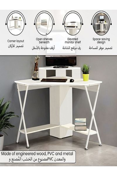 micasa Compact Space-Saving L-Shaped Modern Corner Computer Desk