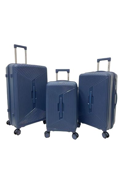 Generic 3-Piece Travel Luggage Set with TSA Lock, 8 Wheels & Durable PP Shell – Blue