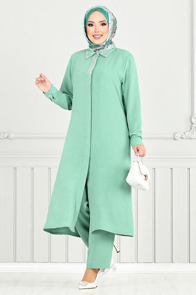 ModaMerve Hijab Suit with Stone Collar 9144Pl940-M Light Mint