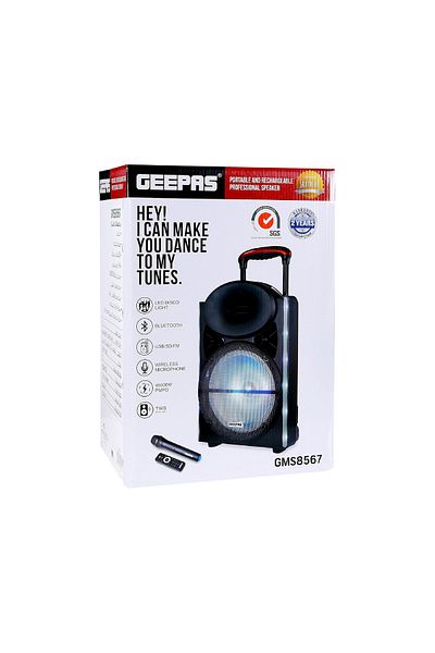 Geepas Trolley Bluetooth Speaker Portable Wireless Microphones