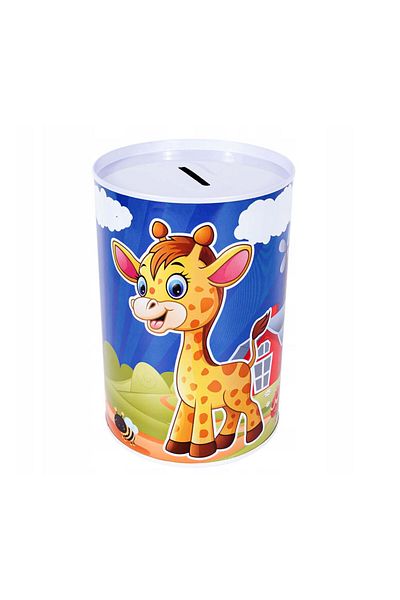 PUFO Pușculiță decorativă din metal cu o girafă fericită, 12 x 8 cm