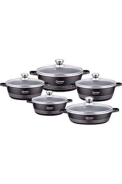 Dessini Die-Cast Granite Non-Stick Cooking Pot Set Dessini (Black)