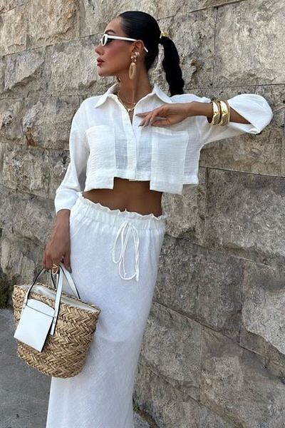 DEAG Crop shirt and pleated skirt design set 10201