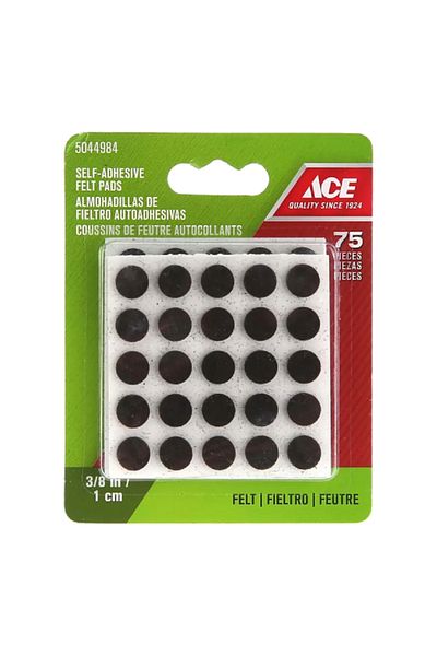 ACE 75-Piece Self-Adhesive Self-Leveling Round Protective Felt Pads Brown 1cm