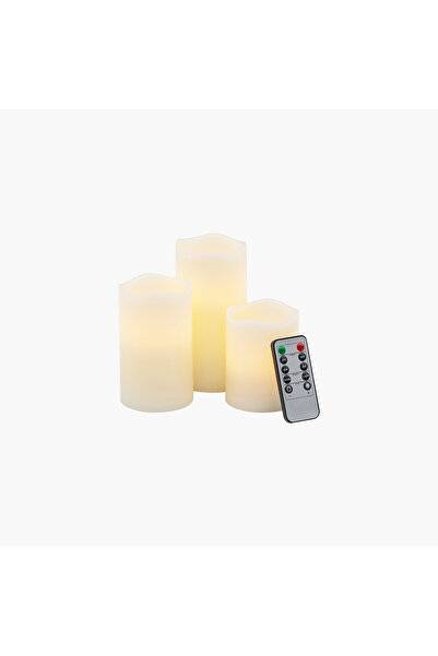 JASMIN CONCEPTS 3'lü Led Mum Set Ivory B