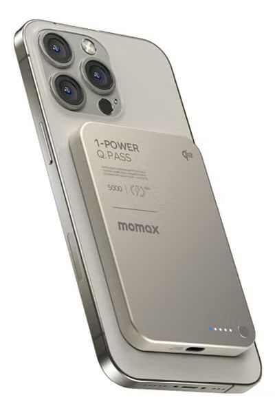 Momax 1-Power Q.Pass 5000mAh Qi2 Magnetic wireless Power back Upto 20W PD Output - Titanium