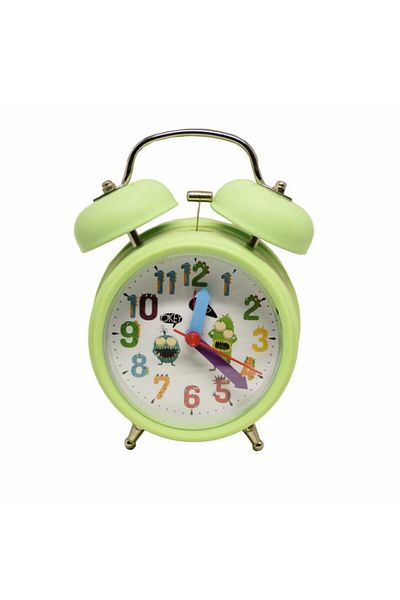 PUFO Ceas deșteptător pentru copii Monster, cu buton de iluminare cu cadran, 15 cm, verde