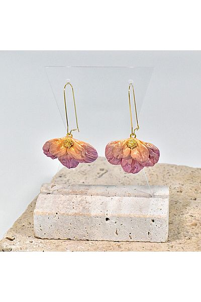 NARRU NARRU handmade earrings, flower-shaped, pink and yellow Milena 23