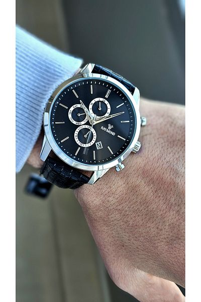 Raymond Rym-1146 Quartz Men's Watch - Steel Case and Leather Cord - 2 Years Warranty