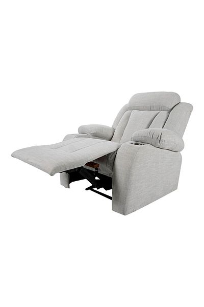 BACK COMFORT Burlap Rocking & Rotating Cinematic Recliner Chair with Cups Holder, Light Gray, ComfortNest
