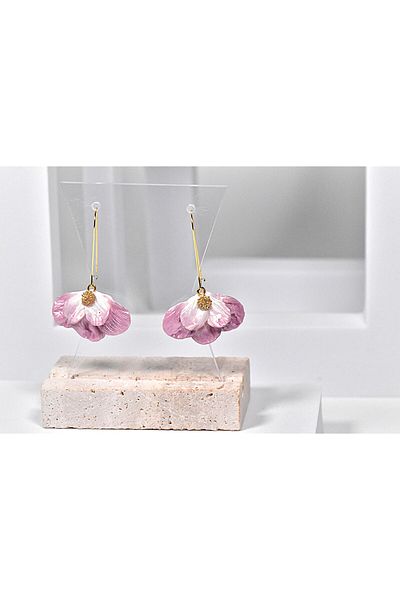 NARRU NARRU handmade earrings, flower-shaped, pink and white, Milena 20
