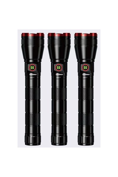 Generic STARGOLD LED Rechargeable Torch 3-Pack, 7000mAh, 1200M Range, Laser Beam Flashlight