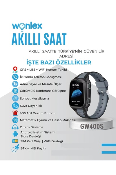 wonlex Akıllı Çocuk Saati Su Geçirmez 4G Görüntülü Arama GPS Tam Konumlu Wifi...