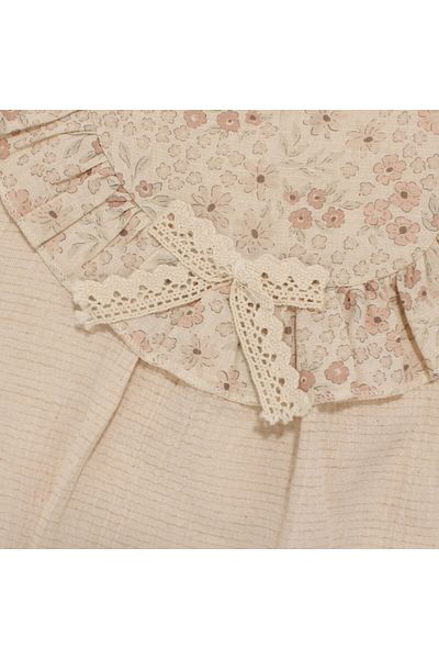 bebegen Baby Girl Beige Floral Patterned Ruffle Collar Jumpsuit