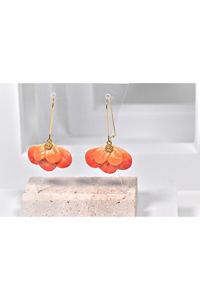NARRU NARRU handmade earrings, flower-shaped, orange and gold, Milena 26