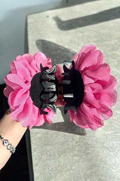 TAKIŞTIR Pink Color Flower Figured Glitter Detailed Latch Buckle