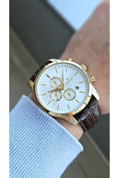 Raymond Rym-1146 Quartz Men's Watch - Steel Case and Leather Cord - 2 Years Warranty