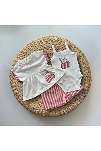 Pufiko Kids طقم طفلة بطبعة أرنب