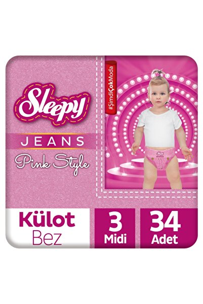 Sleepy Pink Jeans Külot Bez 3 Numara Midi 34 Adet