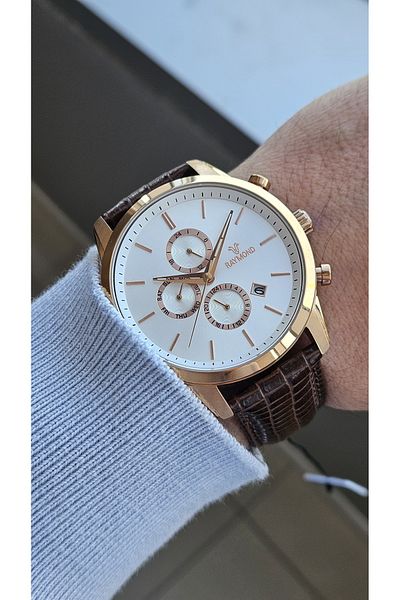 Raymond Rym-1146 Quartz Men's Watch - Steel Case and Leather Cord - 2 Years Warranty