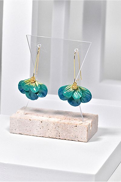 NARRU NARRU handmade earrings, flower-shaped, blue and turquoise, Milena 01