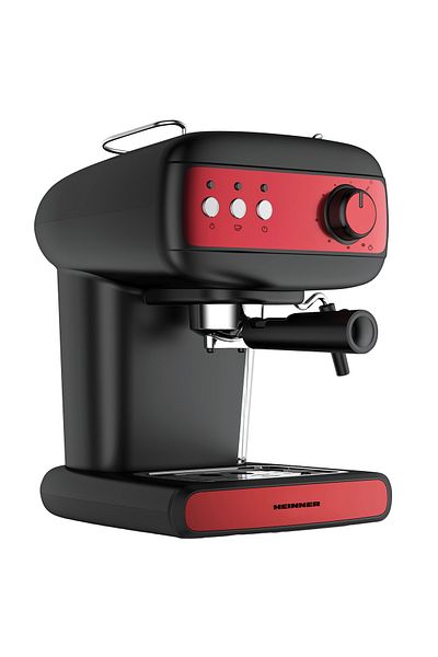 Heinner Red Boquette Hem-1100bkrd Manual Espresso Machine, 850w, 15 Bar, 1.2l Water Tank, Black/red