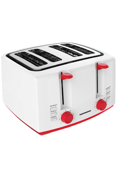 Heinner Heinner Panfette 1300 HTP-1300WHR Toaster, 1300 W, 4 slices (White/Red)