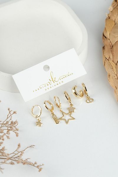 Jack Ferrero Gold Women's Steel 6-Piece Earring Set