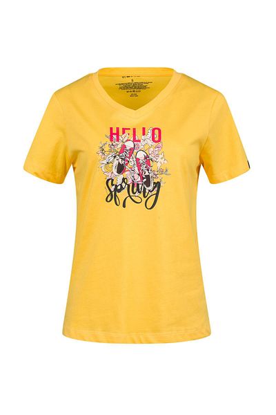 2AS Tricou pentru femei cu decolteu în V cu imprimeu Alone 402