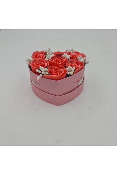 dalimag Floral arrangement 7 roses heart box, soap flowers, red, 11x9x6 cm