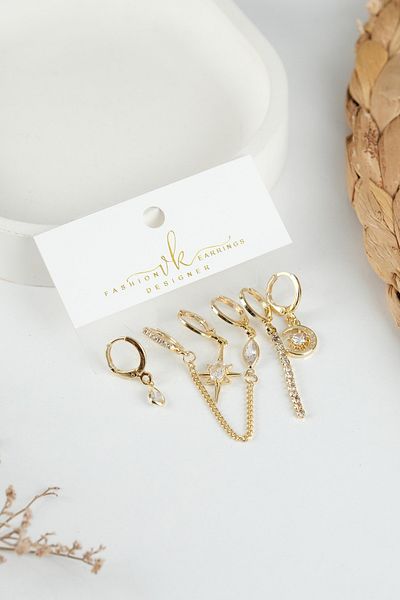 Jack Ferrero Gold Women's Steel 6-Piece Earring Set