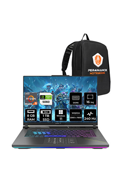 ASUS Rog Strix G16 R9 8940HX 8GB 1TB SSD RTX5060/8GB 240Hz 16" WQXGA W11P Gam...