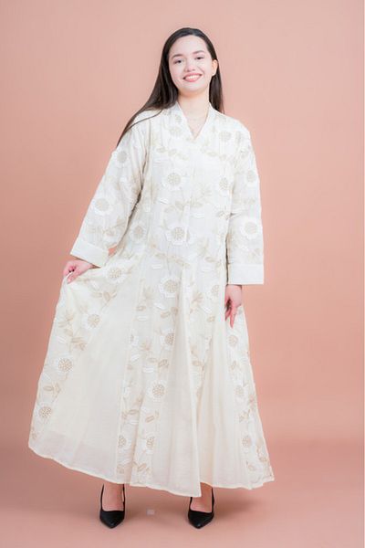IKKXA Floral Embroidered Modern Jalabiya