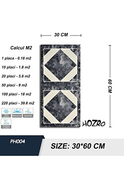 HOZRO Set 20 x Decorative Marble Imitation Self-Adhesive Tiles HOZRO, Abstract Model, Covers 3.6 sqm, Mode