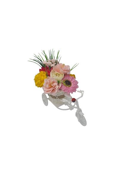 dalimag Bicicleta, aranjament floral trandafiri "Cosulet cu flori", flori de sapun, model multicolor, 30x17x