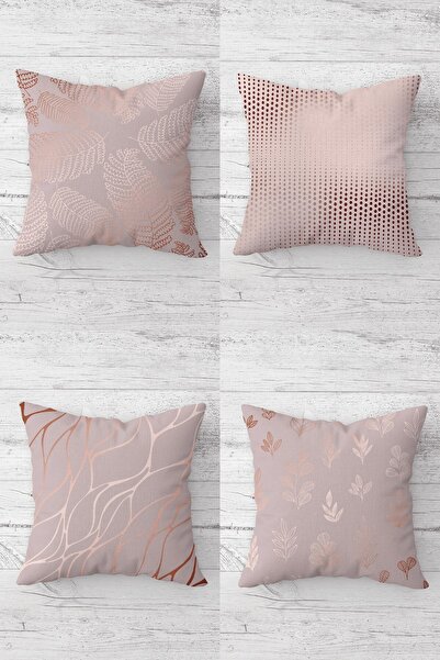 MENTEŞ HOME مجموعة غطاء وسادة أريكة بسحاب مخفي بنمط أوراق الشجر اللامعة باللو...