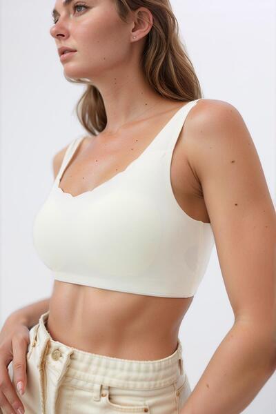 Cottonhill Cream Stitch-Free laser cut bra with pads women's ghost bra with wave detail