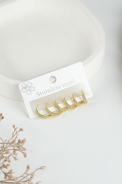 Jack Ferrero Gold Women's Steel 6-Piece Earring Set